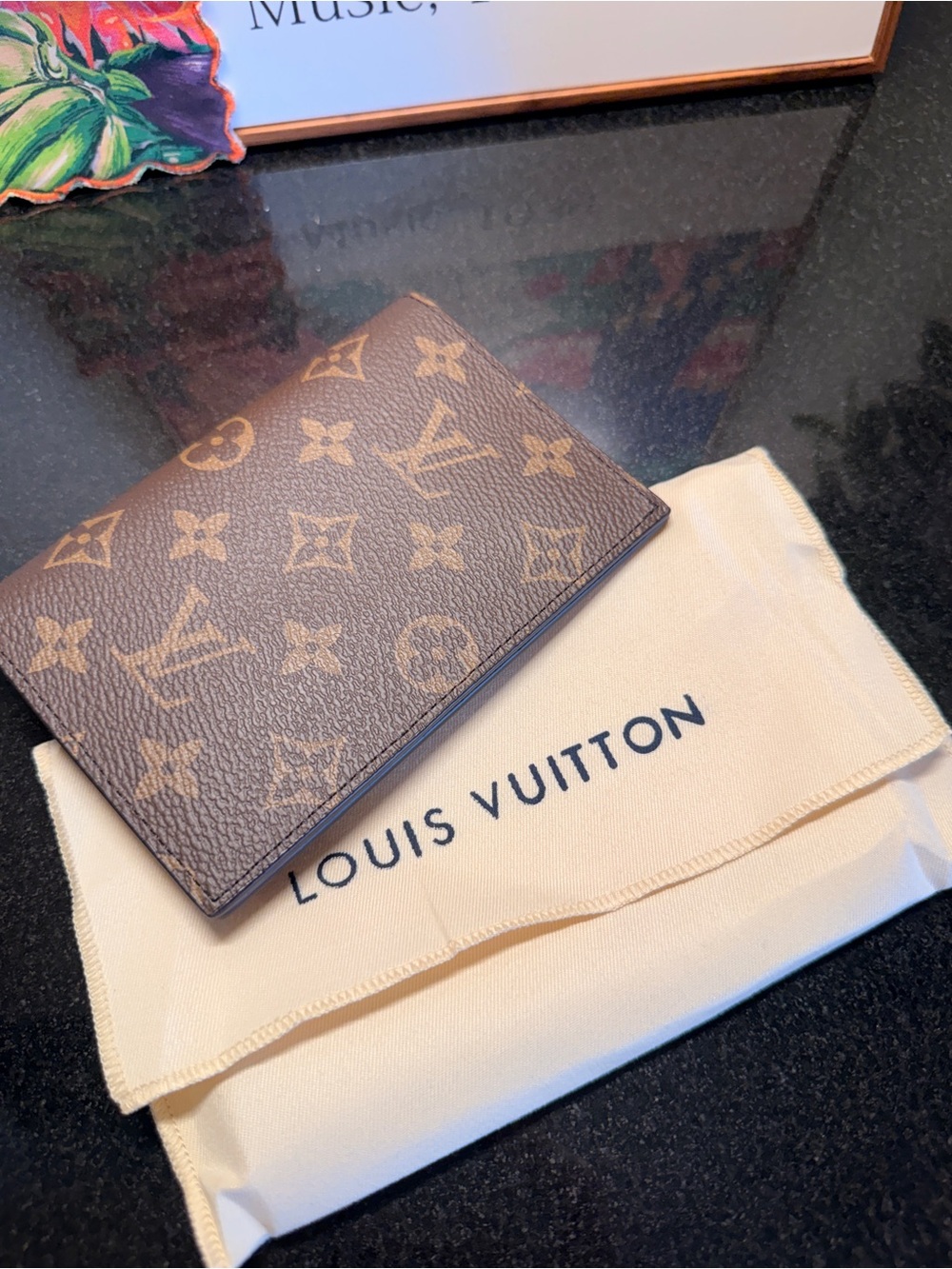Inspired monogram passport holder